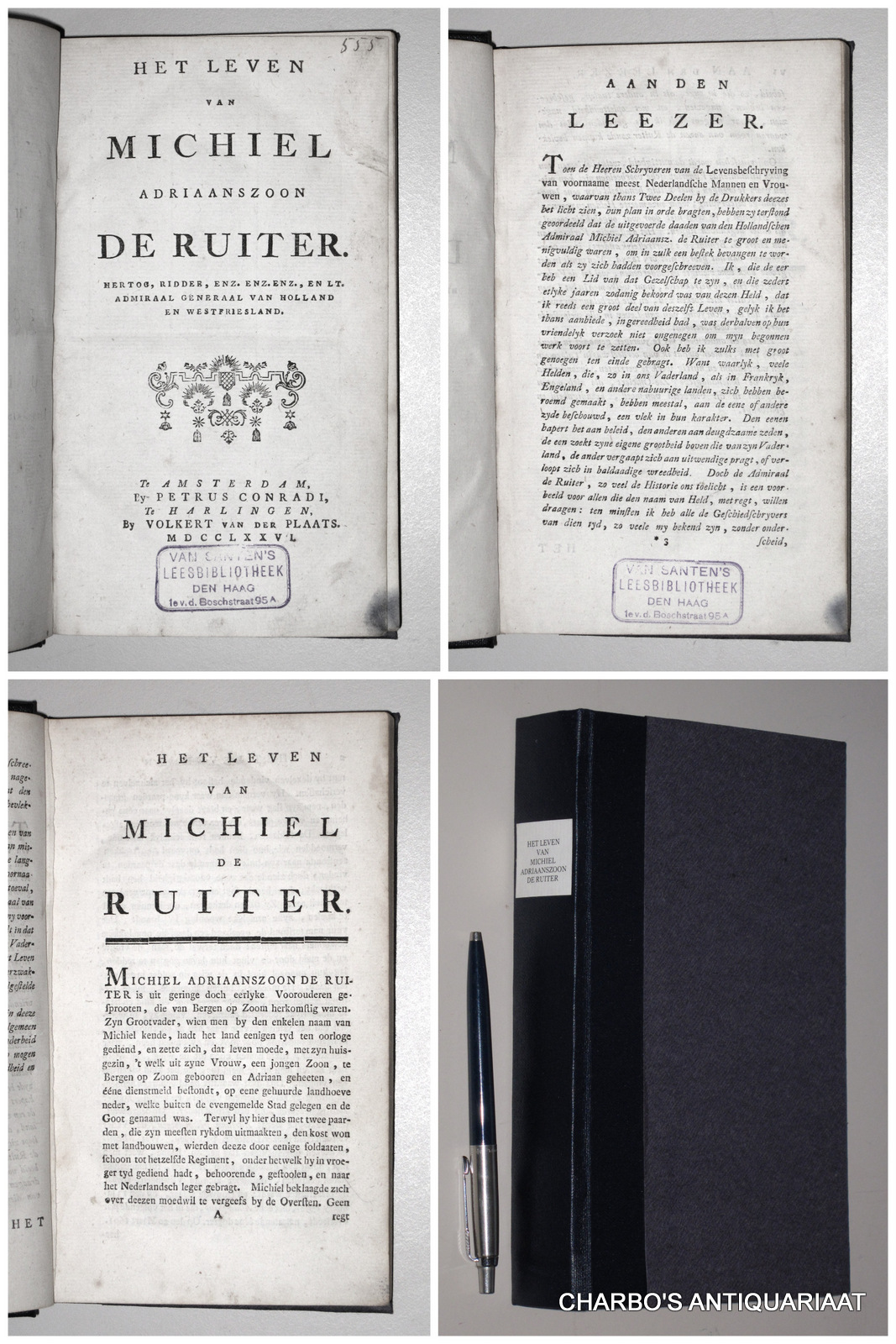 STYL, S. (anon. gepubliceerd), -  Het leven van Michiel Adriaanszoon de Ruiter, hertog, ridder, enz. enz. enz., en lt. admiraal generaal van Holland en Westfriesland.