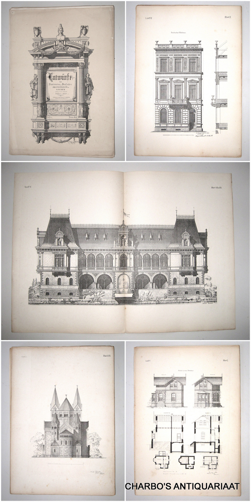 DAMERT, H. & F. EWERBECK (eds.), -  Entwrfe der Studirenden des Baufaches am Polytechnikum in Aachen.