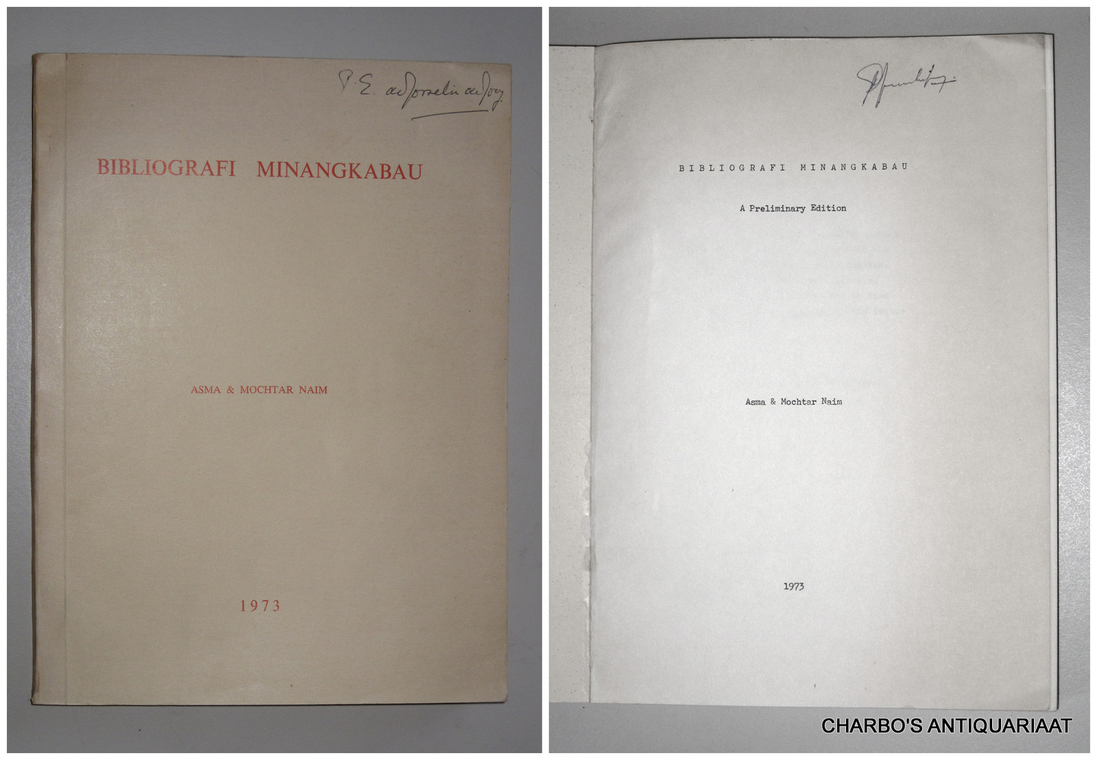 NAIM, ASMA & MOCHTAR, -  Bibliografi Minangkabau. A preliminary edition.