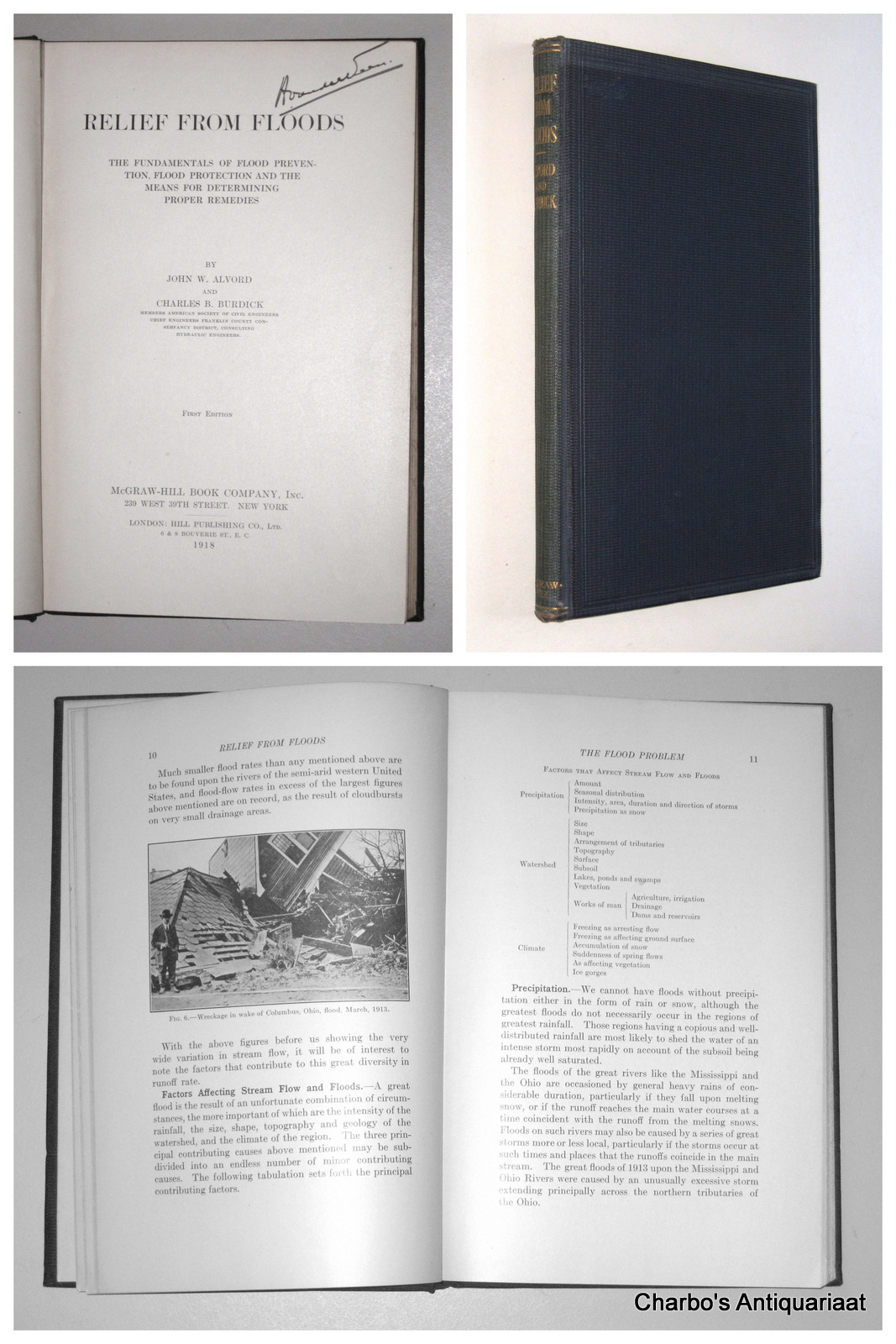 ALVORD, JOHN W. & BURDICK, CHARLES B., -  Relief from floods: the fundamentals of flood prevention, flood protection and means for determining proper remedies.