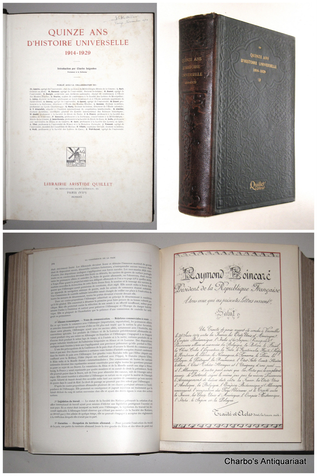 VARIOUS AUTHORS (SEIGNOBOS, CHARLES, introduction), -  Quinze ans d'histoire universelle, 1914-1929.