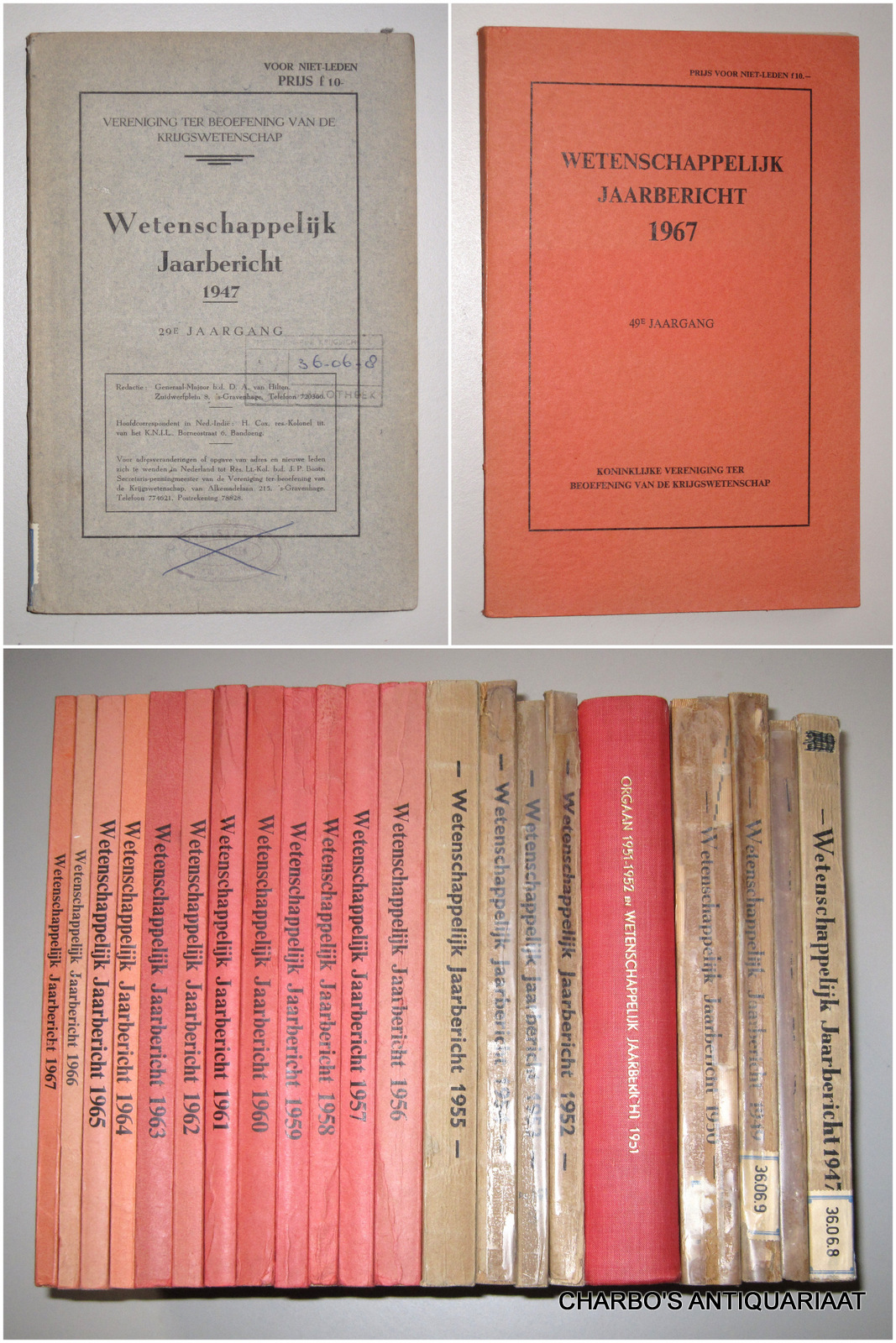 HILTEN, D.A. VAN (et al, eds.), -  Vereniging ter Beoefening van de Krijgswetenschap. Wetenschappelijk jaarbericht 1947-1967, 29e-49e jaargang.