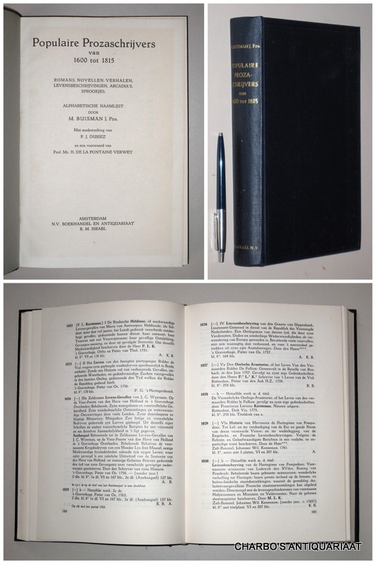 BUISMAN, M., -  Populaire prozaschrijvers van 1600 tot 1815. Romans, novellen, verhalen, levensbeschrijvingen, arcadia's sprookjes.