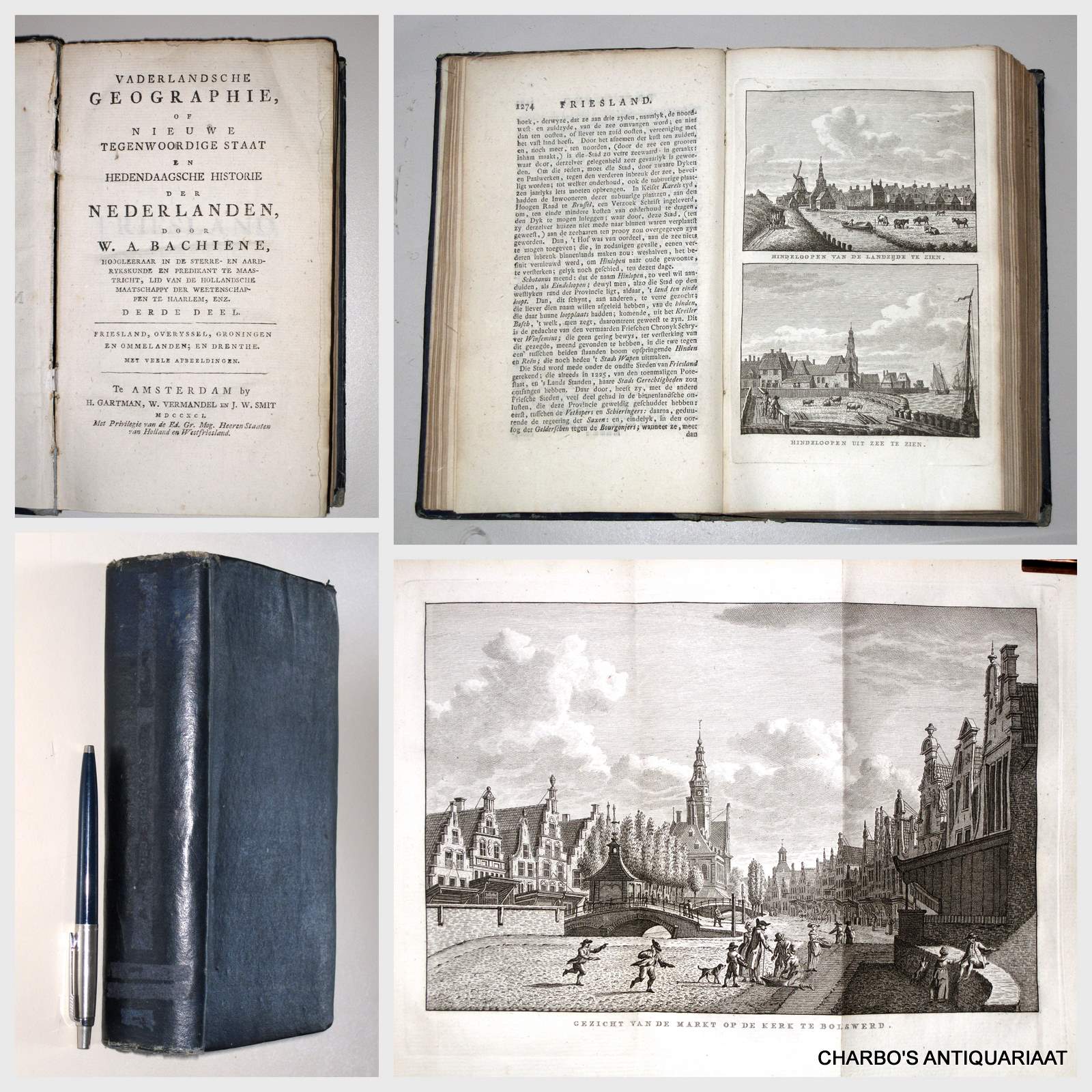 BACHIENE, W.A., -  Vaderlandsche geographie, of nieuwe tegenwoordige staat en hedendaagsche historie der Nederlanden. Derde deel: Friesland, Overyssel, Groningen en Ommelanden; en Drenthe.