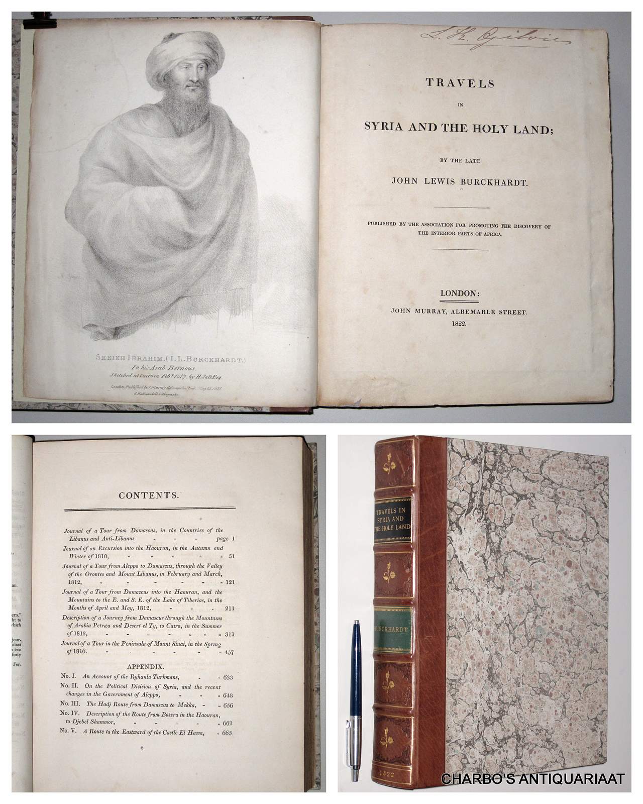BURCKHARDT, JOHN LEWIS, -  Travels in Syria and the Holy Land, by the late John Lewis Burckhardt. Published by the Association for promoting the discovery of the interior parts of Africa.