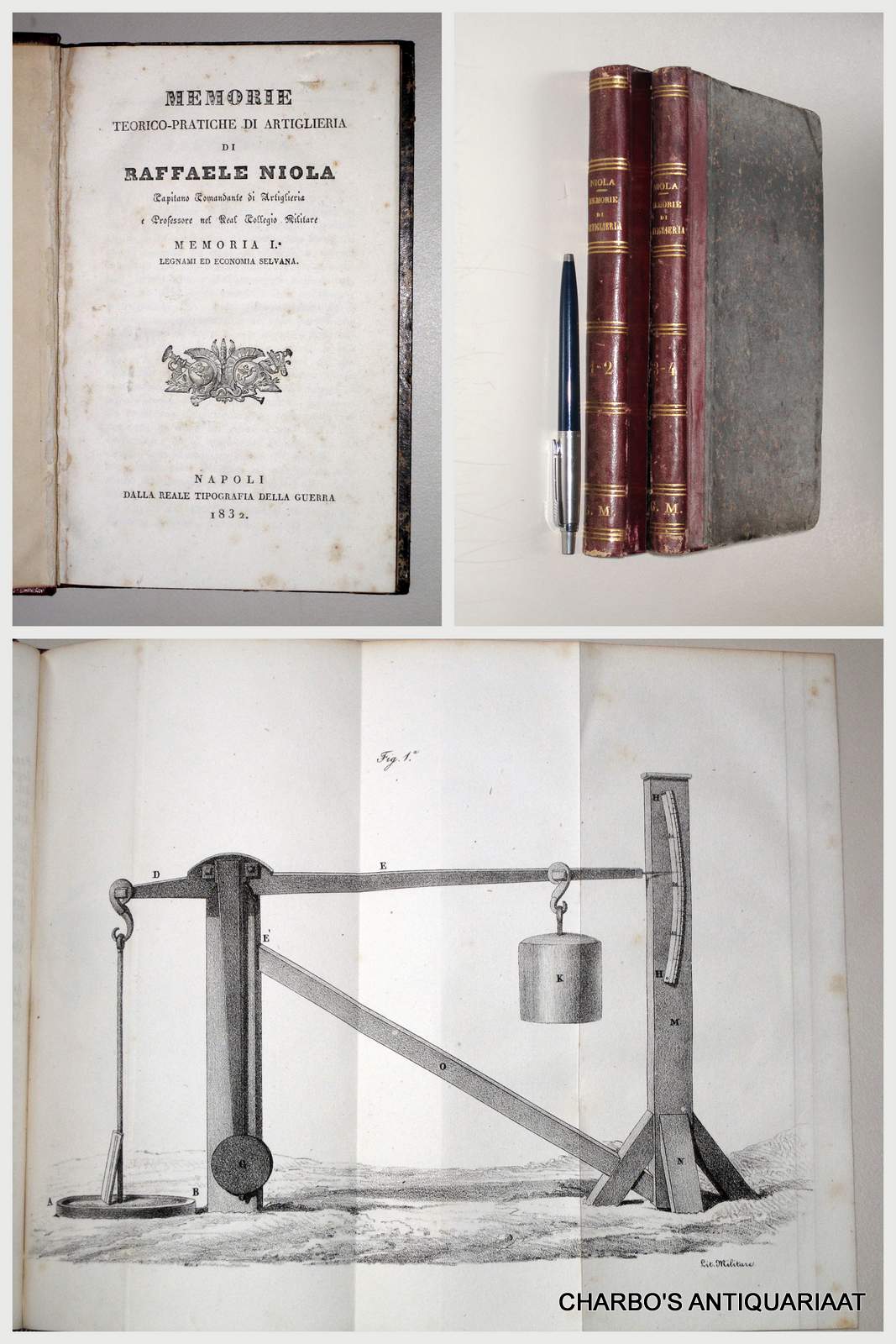 NIOLA, RAFFAELE, -  Memorie teorico-pratiche di artiglieria. I: Legnami ed economia selvana; II: Miniere e metalli per le artiglierie; III: Fabbricazione delle artiglierie di bronzo; IV: Polvere da sparo.