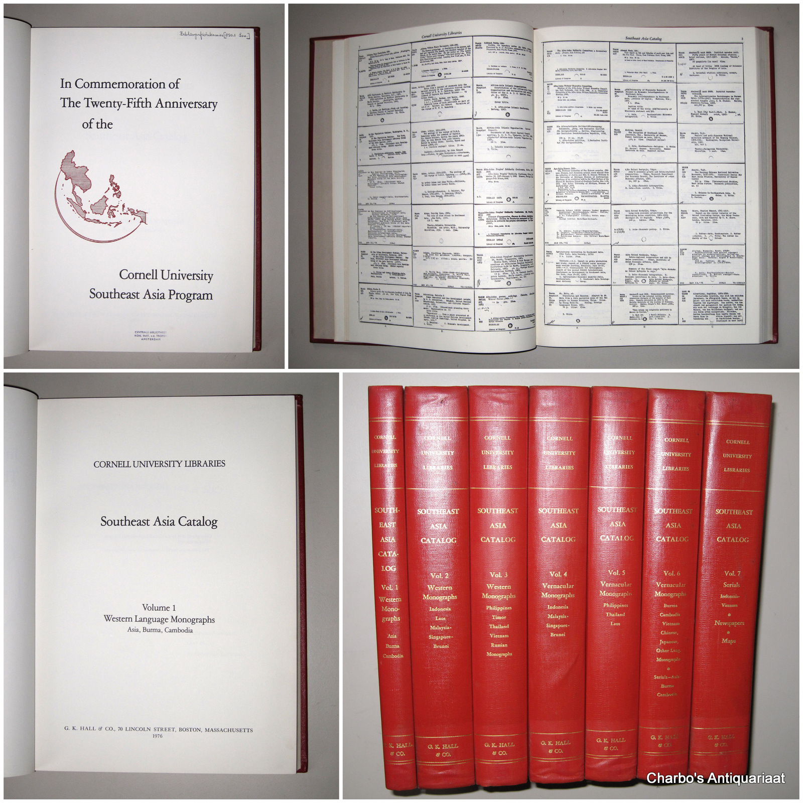 CORNELL UNIVERSITY  (GIOK PO OEY, compiler), -  Cornell University Libraries: Southeast Asia catalog. (Full set of 7 vols.). In commemoration of the twenty-fifth anniversary of the Cornell University Southeast Asia Program.