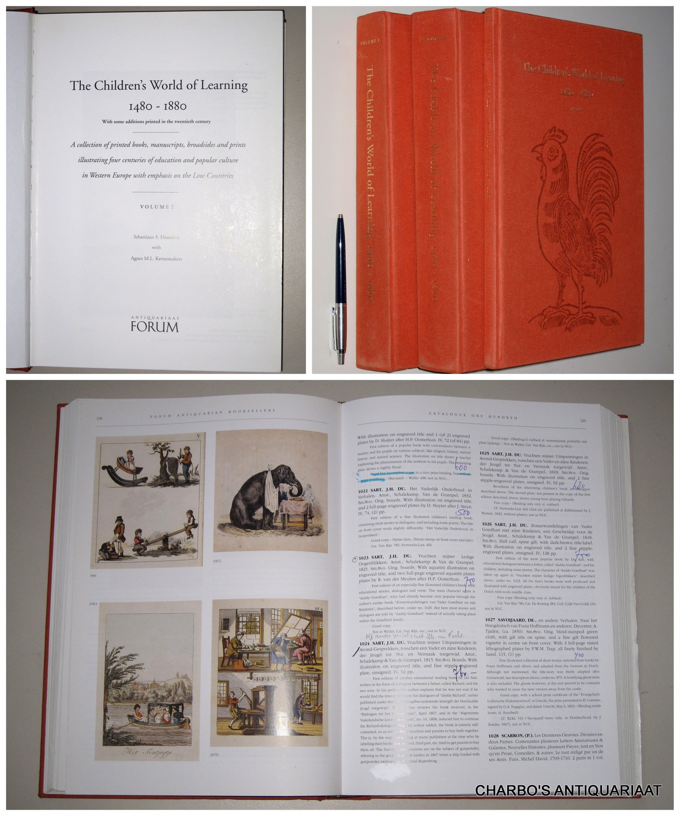 HESSELINK, S.S. & KERSSEMAKERS, A.M.L., -  The children's world of learning 1480-1880. A collection of printed books, manuscripts, broadsides and prints illustrating four centuries of education and popular culture in Western Europe with emphasis on the Low Countries.