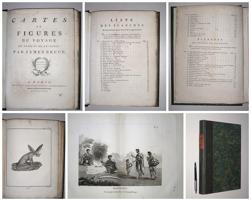 BRUCE, JAMES, -  Cartes et figures du voyage en Nubie et en Abyssinie. (43 planches qui sont expliques dans le tome V des Voyages de Bruce & 19 planches du voyage de Paterson).