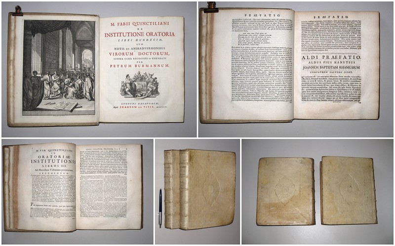 QUINTILIANUS, MARCUS FABIUS (BURMAN, PIETER, ed.), -  De Institutione Oratoria libri duodecim cum notis et animadversionibus virorum doctorum, summa cura recognita et emendati per Petrum Burmannum. (2 vol. set).