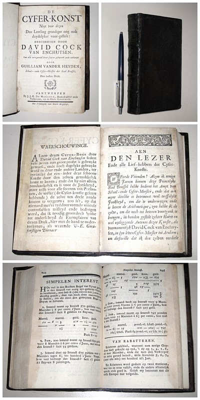 COCK VAN ENCHUYSEN, DAVID, -  De cyfer-konst, noyt voor desen den leerlingh grondiger nog ook duydelyker voor-gestelt. Van alle voorgaende druk fauten gesuyvert ende verbetert door Guiliam vander Heyden.