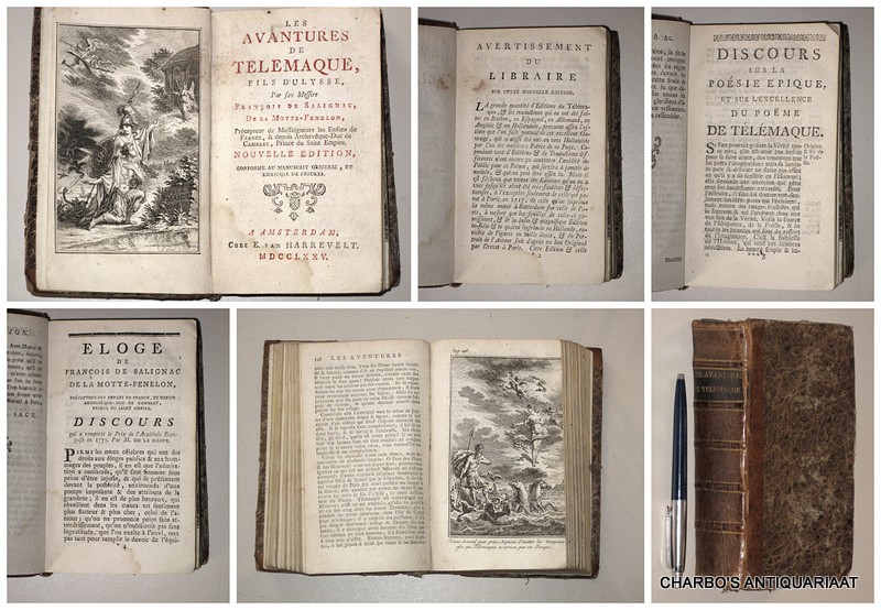 FENELON, FRANCOIS SALIGNAC DE LA MOTTE, -  Les avantures de Tlmaque, fils d'Ulysse, par feu messire Francois de Salignac de La Motte Fnelon. Nouvelle dition, conforme au manuscrit original ... [prcde de l'Eloge de Fnelon, par La Harpe, et du Discours de Ramsay].