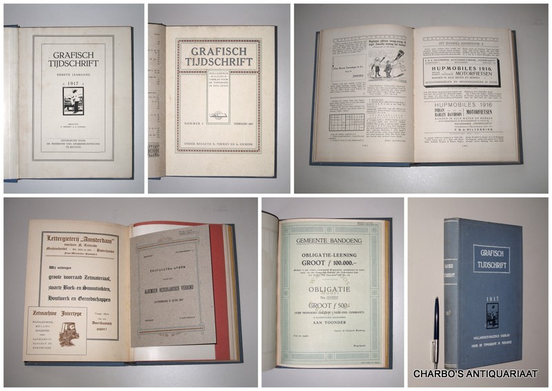 TERWEY, S. & EMMINK, A. (eds.), -  Grafisch tijdschrift. Hollandsch-Maleisch vakblad voor de typografie in Nederlandsch-Indi. Eerste jaargang 1917. (No. 1, Februari 1917 - No. 12, Januari 1918).
