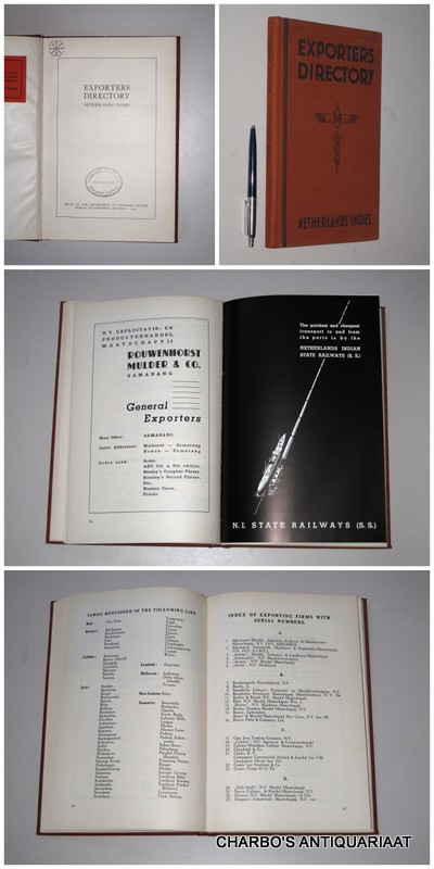 DEPARTMENT OF ECONOMIC AFFAIRS, -  Exporters directory Netherlands Indies. Issued by the Department of Economic Affairs, Bureau of Commerce.