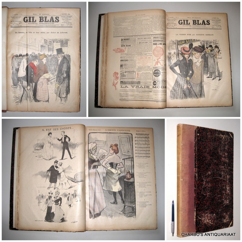 GIL BLAS. -  Gil Blas, illustr hebdomadaire, 9e anne, nos. 1-52, 6 janvier - 29 dcembre 1899. (Complete year).