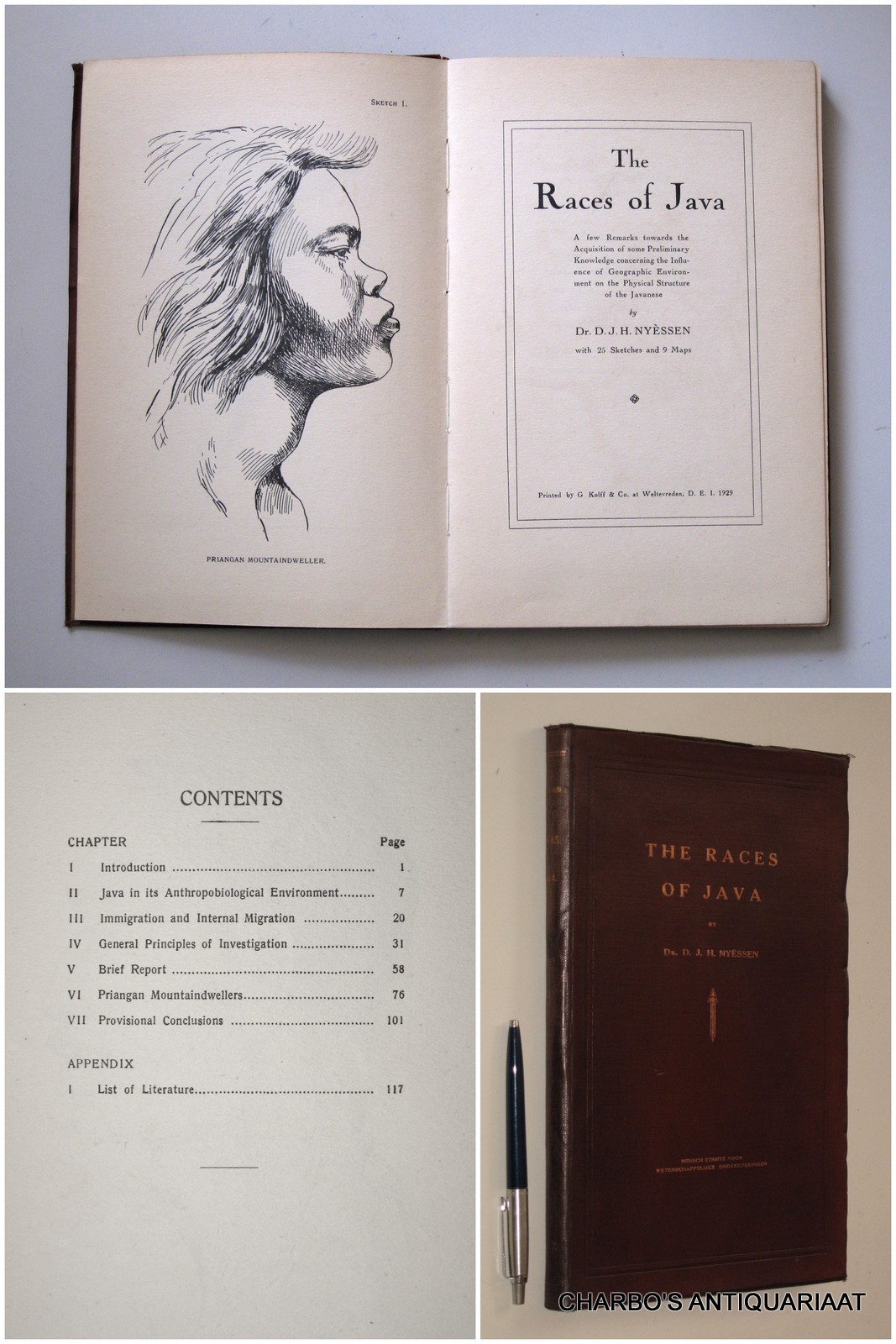 NYESSEN, D.J.H., -  The races of Java. A few remarks towards the acquisition of some preliminary knowledge concerning the influence of geographic environment on the physical structure of the Javanese.