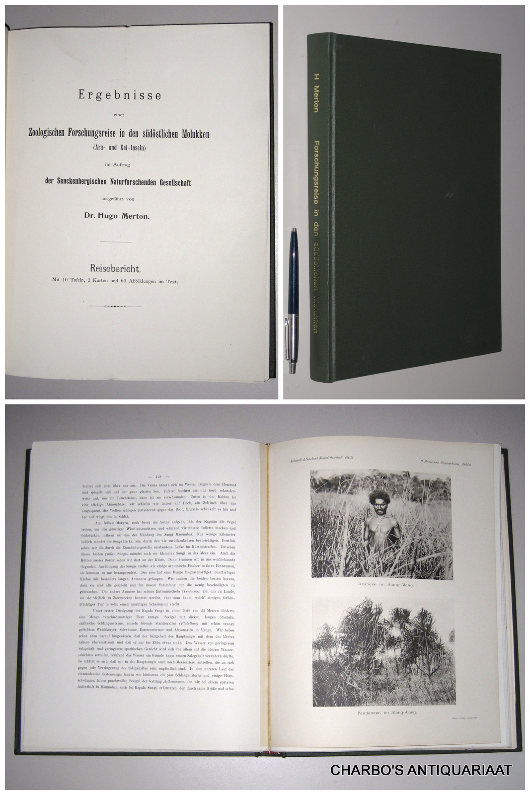 MERTON, HUGO, -  Ergebnisse einer Zoologischen Forschungsreise in den Sdstlichen Molukken (Aru- und Kei-Inseln) im Auftrag der Senckenbergischen Naturforschenden Gesellschaft. Reisebericht.