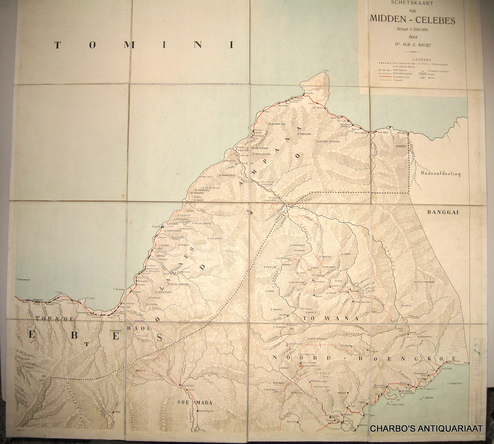 KRUIJT, ALB.C., -  Schetskaart van Midden-Celebes. Schaal 1:200000.