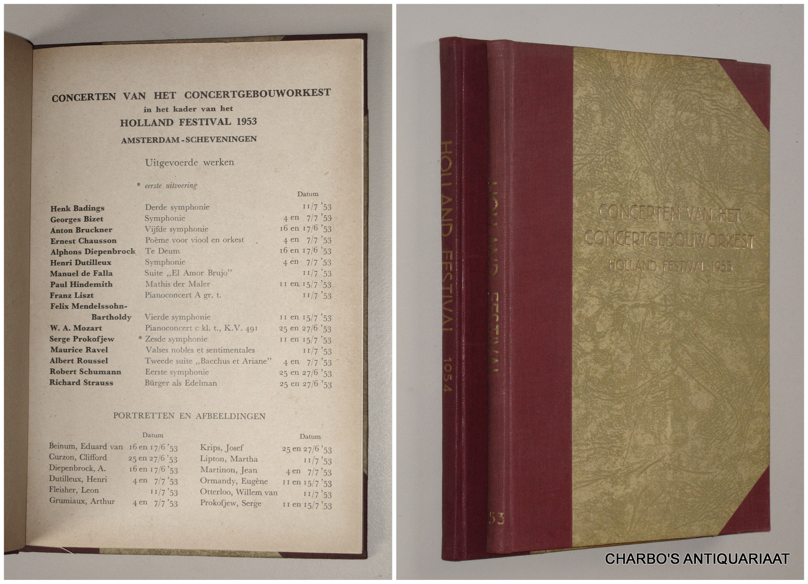 HOLLAND FESTIVAL 1953. -  Concerten van het Concertgebouworkest in het kader van het Holland Festival 1953, Amsterdam-Scheveningen.