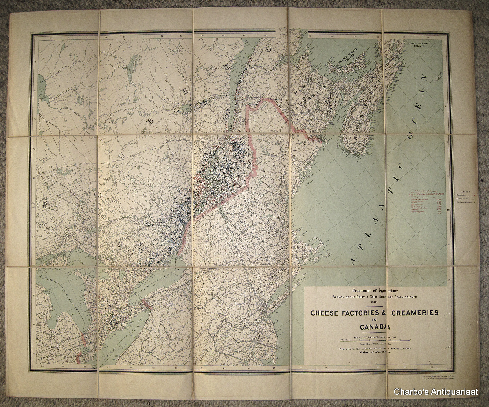 WHITE, JAMES (cartographer), -  Cheese factories and creameries in Canada. Published by the authority of the Hon. Sydney A. Fisher, Minister of Agriculture.