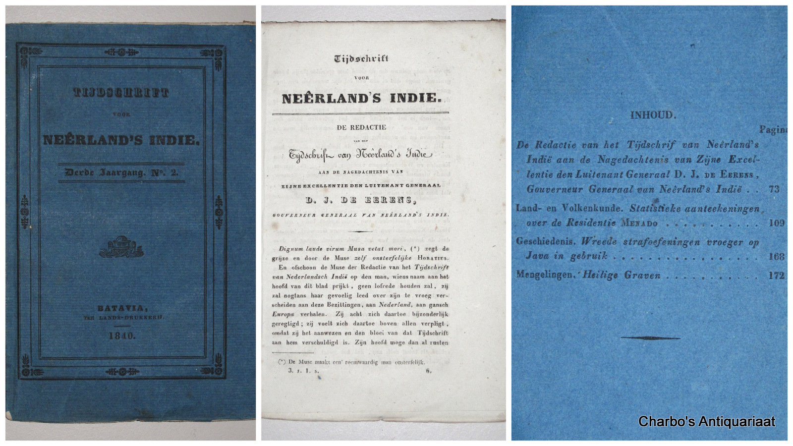 HOEVELL, W.R. VAN (ed.), -  Tijdschrift voor Nerland's Indie. Derde jaargang, No. 2.