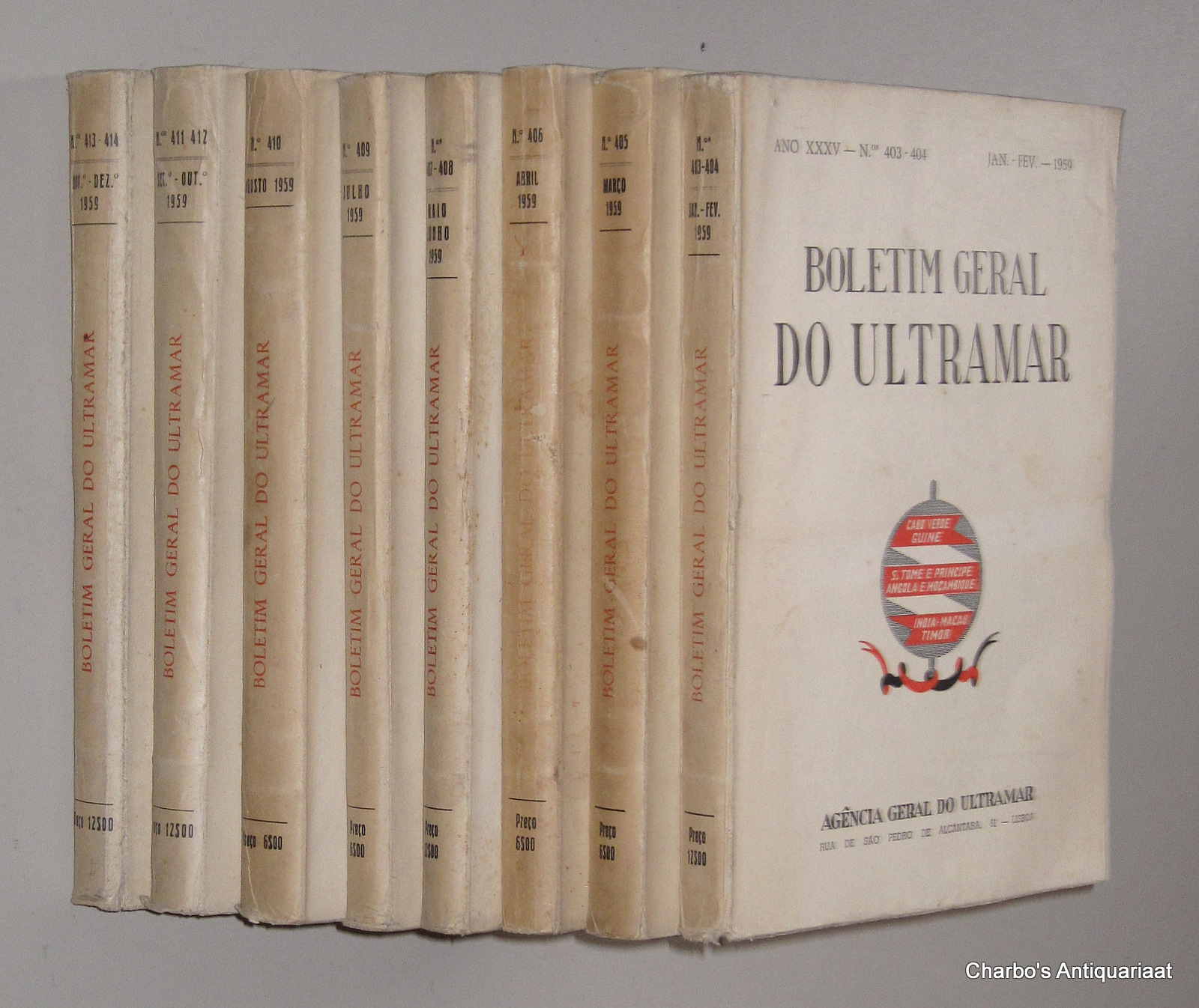 AGENCIA GERAL DO ULTRAMAR, -  Boletim Geral do Ultramar, ano XXXV No. 403, Janeiro - No. 414, Dezembro 1959.