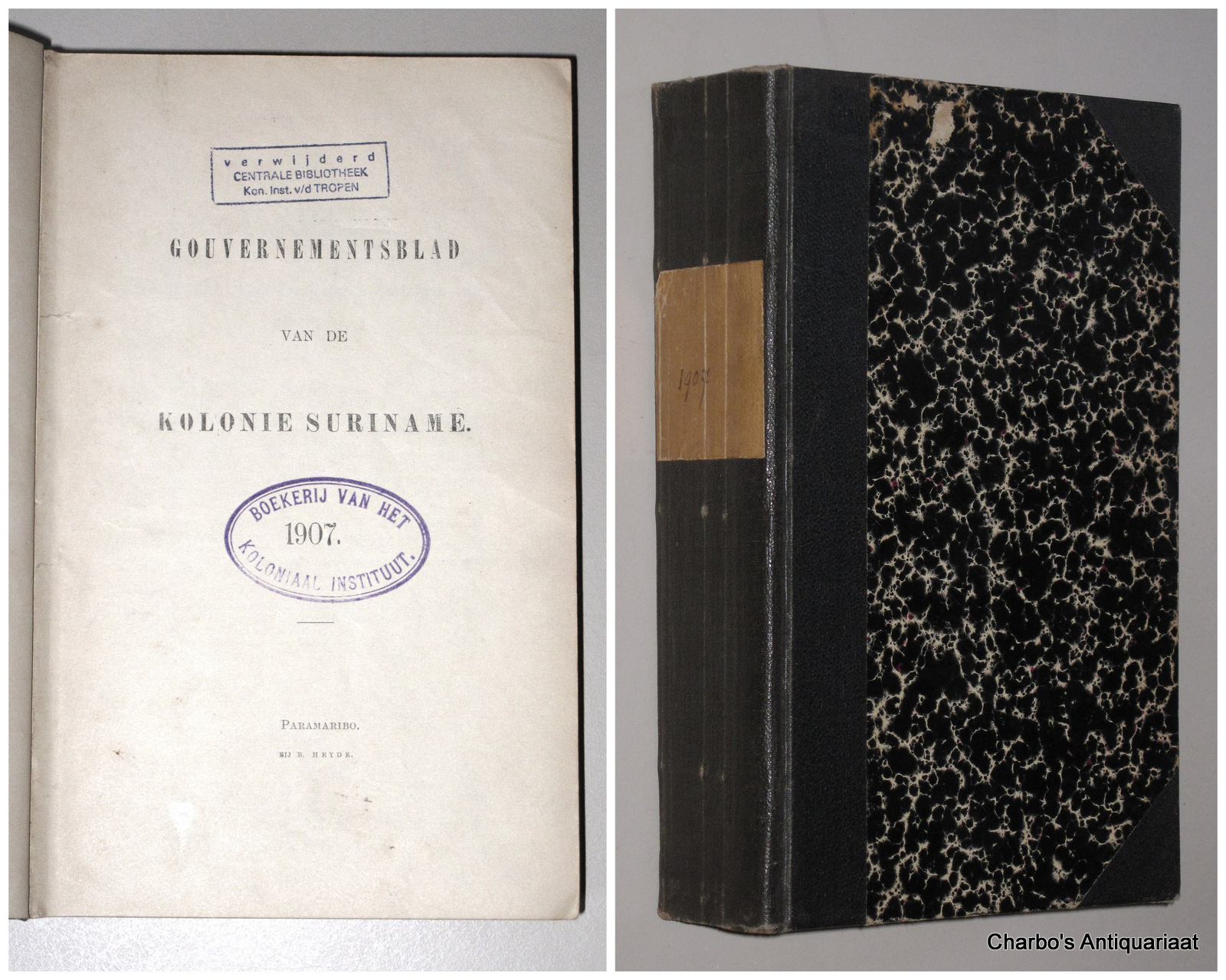 SURINAME. -  Gouvernementsblad van de Kolonie Suriname 1907.