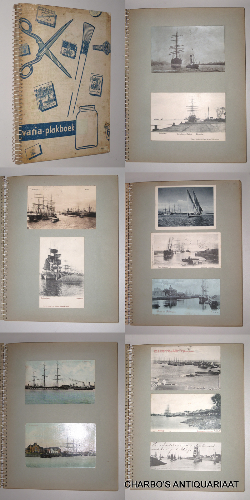 PICTURE POSTCARDS. -  Album (modern) with ca. 85 old picture postcards (ca.1898-ca.1913), depicting sailing ships in harbours or docks.