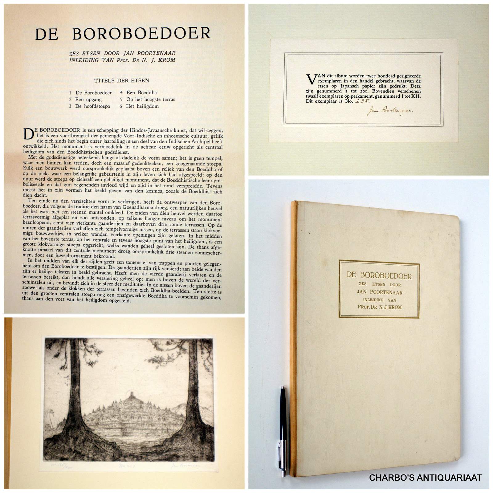 POORTENAAR, J., -  De Boroboedoer, zes etsen. Inleiding van N.J. Krom.